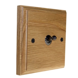 Classic Wood 1 Gang Intermediate (3 way switching) Black Nickel Toggle Switch in Solid Light Oak